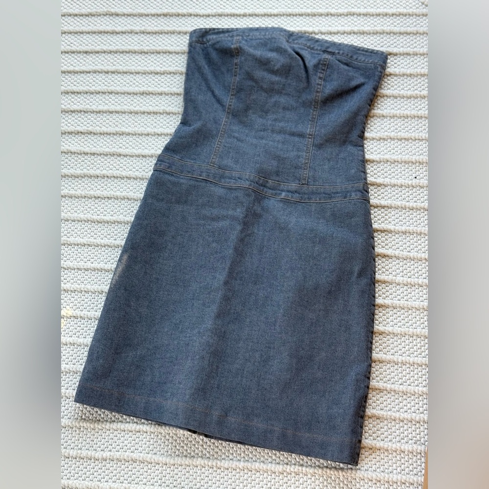 Theory Strapless Denim Dress